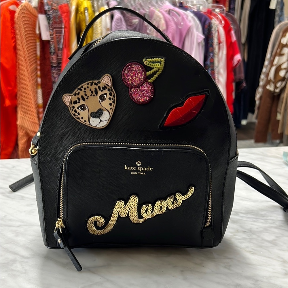 Kate Spade Black Meow Backpack Bookbag